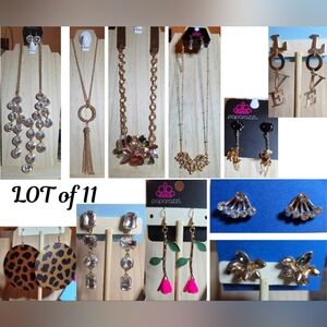 LOT of 11 Paparazzi Gold and Multicolor Necklaces & Earrings